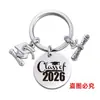 Colgante Llavero Acero Inoxidable Redondo Transfronterizo Europeo y Americano Temporada de Graduación 2026 Regalo Gorro de Doctorado Llavero de Metal Grabado