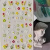 Adesivos de Unha Floridos Coloridos de Primavera, Vários Designs Mistos, Flor 3D à Prova d'Água, Adesivos de Unha 5D Em relevo, Modelo Hg