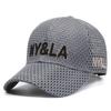 Gorra de béisbol de malla con letras bordadas de NY y LA para mujer, nueva gorra con visera, protección solar, moda de moda de verano