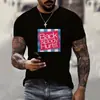 Moda de Rua Quente Nova Primavera 2025 Impressão 3D Casual para o Dia a Dia Versátil Gola Redonda Manga Curta Camiseta