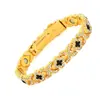 Pulsera magnética de moda europea y americana, superventas transfronteriza, lujo ligero, trébol de la suerte, aleación con incrustaciones de diamante, pulsera de joyería magnética de una sola fila para mujer