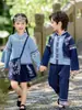 Roupas de Performance Novas Primavera e Outono 2025 para Meninas Dinastia Han Estilo Chinês Manga Longa 3 de Março Roupas de Performance para Crianças Terno para Menino