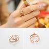 Estilo coreano 18K Rose Gold Bow Open Ring Moda Feminina Bonito Doce Incrustado de Diamantes Anel de Aço Titânio Jóias
