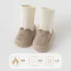 Sapatos quentes de outono e inverno para bebês caminharem, sapatos de bebê Urso Papai com sola totalmente antiderrapante para caminhar no chão