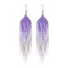 Pendientes de cuentas de estilo bohemio europeo y americano color tejido a mano borla larga pendientes de cuentas Miyuki venta al por mayor