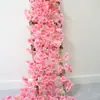 Cipó de flor de cerejeira artificial para decoração de tubo de ar condicionado, flores artificiais decorativas para casamentos, guirlanda de cipó de plástico atacado