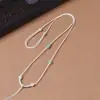 Colgante Original Hecho a Mano de Tejido Fino para Clavícula, Cordón de Collar Simple y Versátil Chapado en Oro y Jade