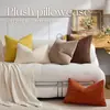 Funda de almohada de pana a rayas minimalista nórdica, funda de cojín de felpa de color liso retro americano, funda decorativa para muebles suaves de otoño e invierno