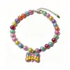 Collar con Lazo de Perla Arcoíris Kawaii de Moda para Foto de Mascota
