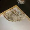Grampo de Cabelo Swan com Strass e Pérola Presilha de Cabelo Traseira Elegante Elegante Prendedor de Cabelo Shark Acessórios de Cabelo Versáteis
