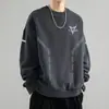 Sudadera para hombre 2025 otoño estilo americano holgada manga larga cuello redondo engrosada ropa deportiva pullover estilo moderno peso pesado