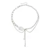 Collar Transfronterizo Europeo y Americano Estilo Plano con Borlas Sexy Cadena de Moda Estilo de Empalme de Perlas Collar de Nicho