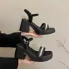 Zapatos de Mujer Versátiles y Populares para Verano 2025, Amigables con Faldas, Cómodos para los Pies, Sandalias de Tacón Grueso de Tacón Alto para Mujer Estilo Dulce de Celebridad de Internet