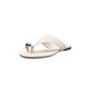 Moda Personalizado Set de Hebilla de Metal Puntera Piel de Oveja Ropa de Abrigo Pantuflas 2025 Tacón Bajo Punta Redonda Punta Abierta Sandalias de Playa para Mujer