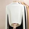 Camiseta Base Cálida de Terciopelo con Cuello Mock para Mujer Otoño e Invierno Nuevo Ajuste Entallado Adelgazante Combinable Top 2024 Camiseta de Manga Larga