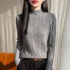 Suéter de punto fino ajustado con textura estilo francés para mujer, jersey jacquard, top fino rosa amigable con la piel