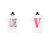 2024 VLONE Camiseta de Manga Corta Serie V Grande Estampado de Estrella V Camiseta de Manga Corta para Parejas Hombres y Mujeres Tendencia High Street Personalizada