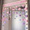 Menina princesa decoração de porta pendurada atrial cortina de porta cortina divisória cortina pendurada cortina de linha cortina coreana fofa pêssego coração sem furos pingente