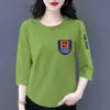 Comercio Electrónico Transfronterizo Comercio Exterior Estilo Mamá Mujeres de Mediana Edad Camiseta de Manga Tres Cuartos Holgada Casual Versátil Camiseta Base Superior