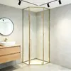 Cabina de ducha Beijie con forma de diamante, acero inoxidable para baño, puerta de vidrio divisoria de separación seco-húmedo, diseño moderno minimalista