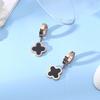 Pendientes de Trébol de Cuatro Hojas Yunyao, Pendientes de Acero de Titanio que No se Desvanecen, Pendientes para Mujer, Superficie Acrílica, Versátil, Fresco Oro Rosa