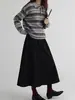 Suéter de Punto Pullover de Manga Larga con Rayas Horizontales y Cuello Polo de Terciopelo de Arroz Glutinoso Otoño e Invierno Casual Versátil Moda Suéter con Bloques de Color