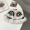 Gorro de lana Xingshi con pelo de conejo para mujer, otoño e invierno, lindo, cálido, protección para las orejas, circunferencia de cabeza grande, tejido a mano, gorro con cabeza de tigre, hace que la cara parezca pequeña