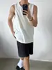 2026 Verão Novo Estilo Preguiçoso Casual Solto Canelado Sem Mangas Camiseta Regata Masculina Cor Sólida Colete Roupa Íntima