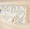 Pantalones de Dormir de Algodón Puro para Maternidad, Estilo Veraniego Delgado, de Cintura Alta, Pantalones con Soporte Ajustable para el Vientre, Shorts de Gasa de Doble Capa, No Aprietan el Vientre, Se Pueden Usar Afuera