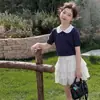 Conjunto de Vestido de Verano para Niñas 2026 Nueva Moda Estilo Coreano Cuello Polo Manga Corta Vestido Tipo Pastel Conjunto Moderno