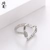 Nuevo anillo de apertura de amor grande hueco transfronterizo entre Europa y Estados Unidos para mujer, chapado en oro, sin decoloración, simple, combinable con todo, anillo de dedo vivo