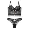 Ropa Interior Sexy de Comercio Exterior Encaje Hueco Cruzado Moldeador Micro Varillas Delgada Ropa Interior Pecho Grande Pequeño Talla Extra Sujetador