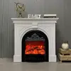 Armário de Manto de Lareira Estilo Francês com Esculturas em Madeira, Estilo Americano e Europeu, Adequado para Vilas de Hospedagem, Sala de Estar, Armário de Lareira com Fogo Simulado, Armário Decorativo