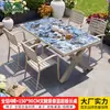 Conjunto de mesa e cadeira para exterior da Família Mo, pátio jardim, mesa de rocha esmaltada, mesa de chá de liga de alumínio para exterior, combinação de mesa e cadeira de luxo leve