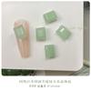 Guofeng Verde Jade Antiguo Accesorios para Uñas Cristal de Jade Hidratante Punta de Diamante Forma de Corazón Huevo de Paloma Estilo Chino Accesorios para Uñas