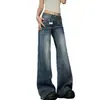 Jeans Acampanados de Corte Holgado Estilo Americano para Mujer, Nuevo Estilo de Verano, Tallas Grandes, Tiro Bajo, Cubre Cadera, Pantalones Rectos de Pierna Ancha Adelgazantes