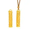 Puzuo Color Fuerte que Conserva el Color Oro Arena Accesorios DIY Corte Auspicioso Deseoso Palabras Auspiciosas Colgante Cilíndrico Collar Colgante Portátil para Mujeres