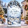 Decoración de Foto de Portada de Arco Navideño Cubierta de Tela Elástica de Seda de Leche Engrosada Cubierta de Puerta de Arco Personalizada para Fiesta Festiva
