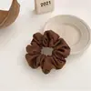Anillo para el pelo de intestino grueso con cara sonriente de dibujos animados, joyería de tienda de 2 yuanes, accesorios para el cabello coreanos, tocado, simple, color té con leche, cuerda para el pelo de niñas