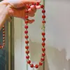 Collar de Calcedonia Roja Sangre de Paloma 7A de Alta Calidad con Gipsófila, Cadena para Clavícula de Mujer, 10 mm, Otoño e Invierno