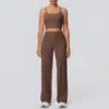 Conjunto de Sujetador Deportivo Sexy con Tirantes Espalda Bonita Pantalón Recto de Pierna Ancha Ropa de Yoga Ocio al Aire Libre Ropa para Correr y Fitness