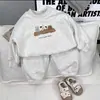 Conjunto de invierno de dos piezas para niños, casual, holgado, grueso y con forro polar, estilo coreano, para niños y niñas, con diseños de dibujos animados y pantalones deportivos versátiles