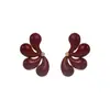 E14300 Brincos Cruzados Outono Inverno Retrô Flor de Folha com Gotejamento de Óleo Design Elegante Brincos de Alta Qualidade para Mulheres