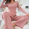 Pijama europeo y americano transfronterizo otoño nuevo manga larga irregular pantalones ropa casual para el hogar traje de dos piezas al por mayor