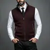 Chaleco cárdigan de punto para hombre de otoño e invierno transfronterizo, suéter de punto, engrosado y forrado de polar, cuello alto, chaleco sin mangas, prenda de abrigo