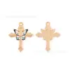 Colgante de aleación para accesorios de joyería esmaltada personalizados con forma de Cruz de Mariposa, cadena para teléfono, llavero, hecho a mano