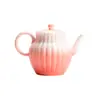 Tetera Mi Yan con diseño de crisantemo en degradado rojo sandía, tetera moderna y sencilla para el hogar, tetera de cerámica hecha a mano, juego de té de kung fu