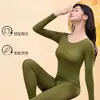Ropa Interior Térmica Ultra Delgada de Alta Elasticidad para Mujer, Color Sólido, Sin Costuras, Invisible, Cómoda Ropa y Pantalones de Otoño, Traje de Capa Base Ajustado para Belleza de la Piel