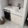 Gabinete de Lavandería para Balcón con Panel de Aluminio tipo Panal Personalizable con Combinación Integrada de Lavadora y Secadora