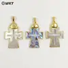 Wt-Jp422 Pingente Colar Acessório com Padrão Vazado em Forma de Cruz de Concha de Abalone Concha Natural Banhado a Ouro 18K